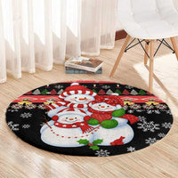 Lovely Snowman Christmas Round Carpet Xmas Holiday Patterns - Wonder Print Shop