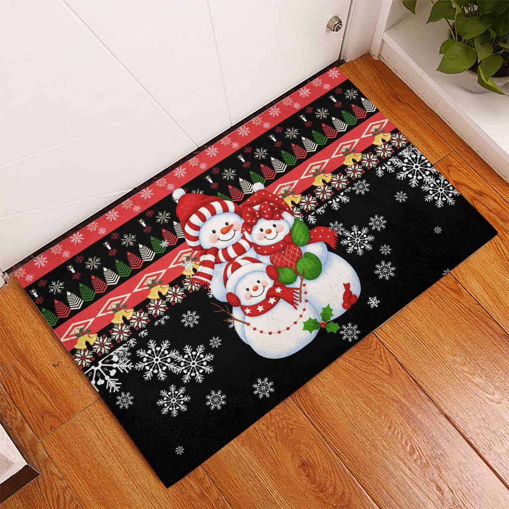 Lovely Snowman Christmas Rubber Doormat Xmas Holiday Patterns - Wonder Print Shop