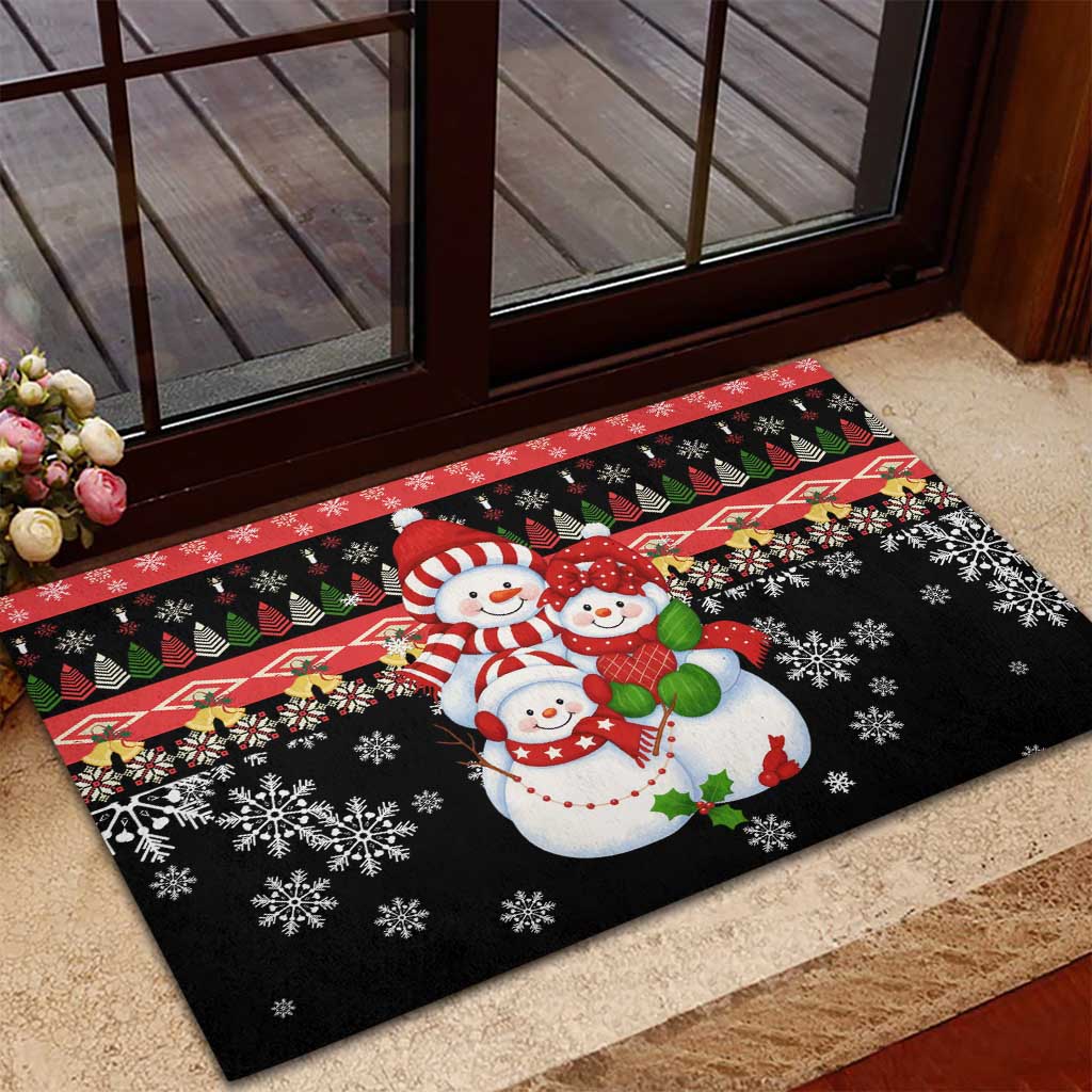 Lovely Snowman Christmas Rubber Doormat Xmas Holiday Patterns - Wonder Print Shop