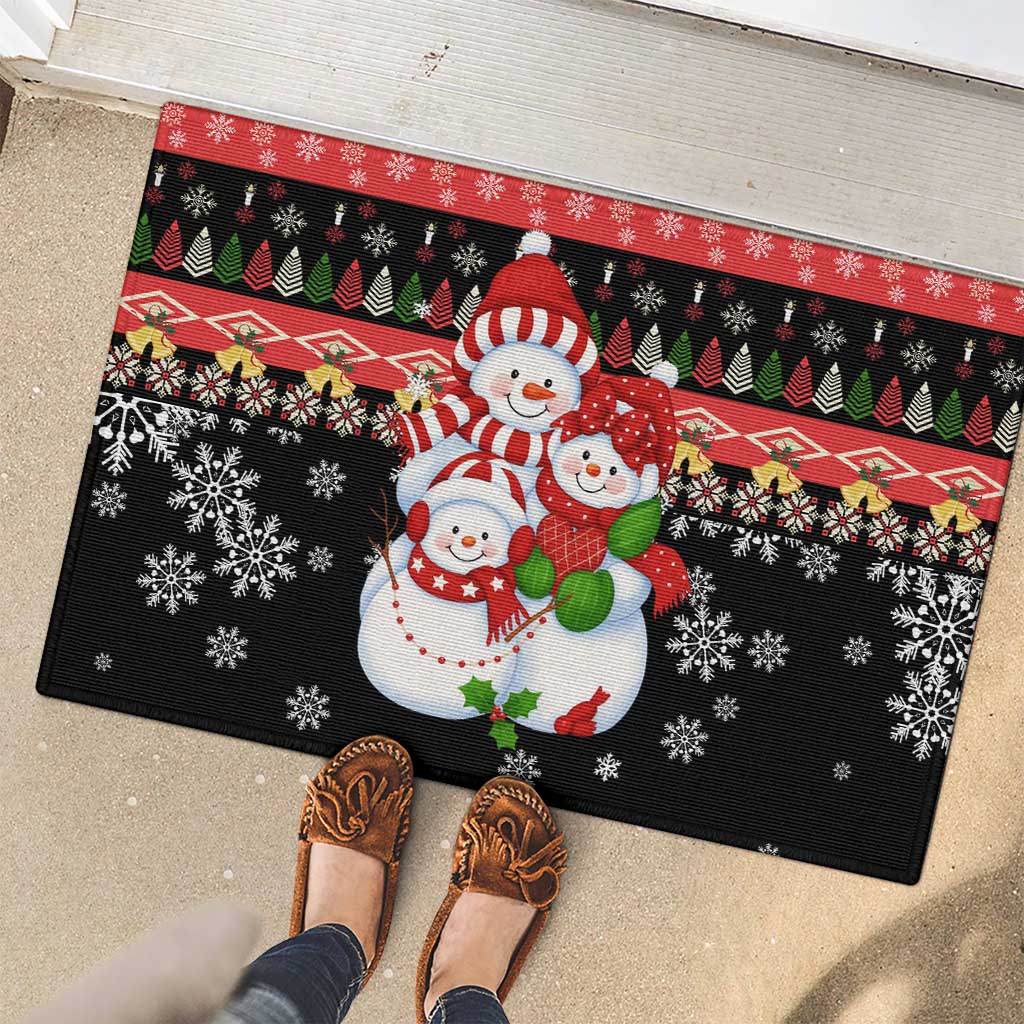 Lovely Snowman Christmas Rubber Doormat Xmas Holiday Patterns - Wonder Print Shop