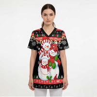 Lovely Snowman Christmas Scrub Top Xmas Holiday Patterns - Wonder Print Shop
