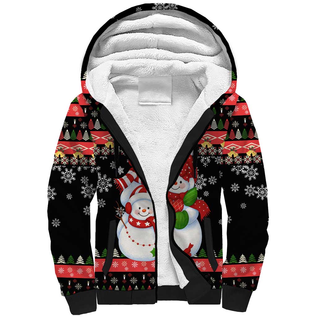 Lovely Snowman Christmas Sherpa Hoodie Xmas Holiday Patterns - Wonder Print Shop
