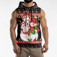 Lovely Snowman Christmas Sleeveless Hoodie Xmas Holiday Patterns - Wonder Print Shop