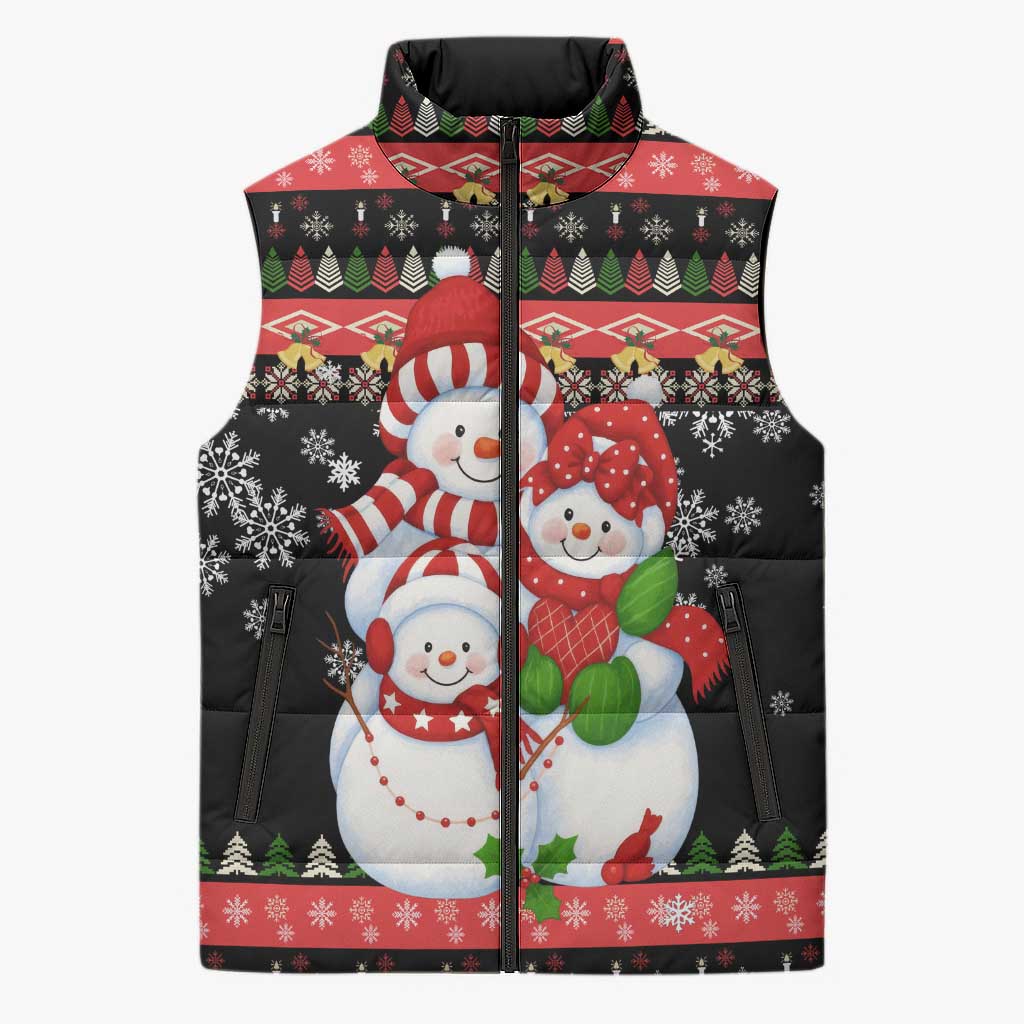 Lovely Snowman Christmas Sleeveless Puffer Jacket Xmas Holiday Patterns - Wonder Print Shop
