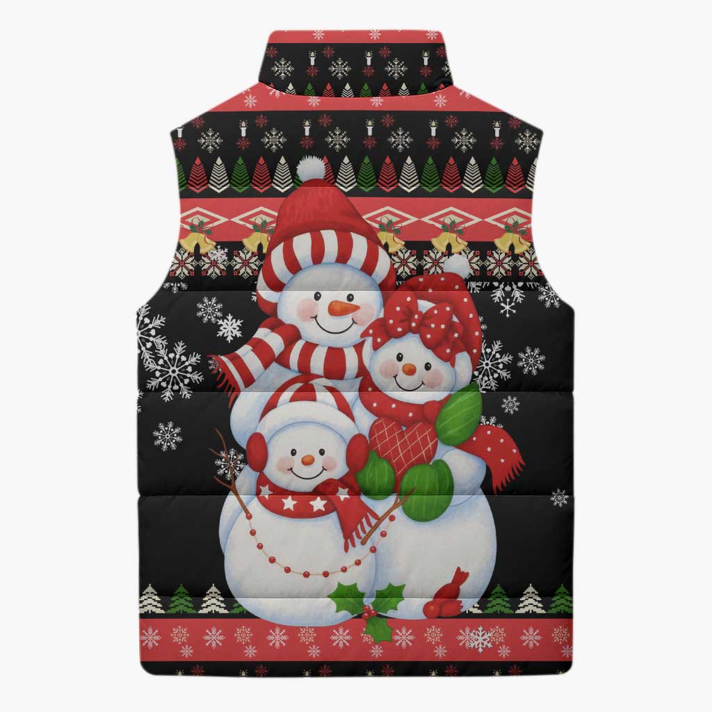 Lovely Snowman Christmas Sleeveless Puffer Jacket Xmas Holiday Patterns - Wonder Print Shop