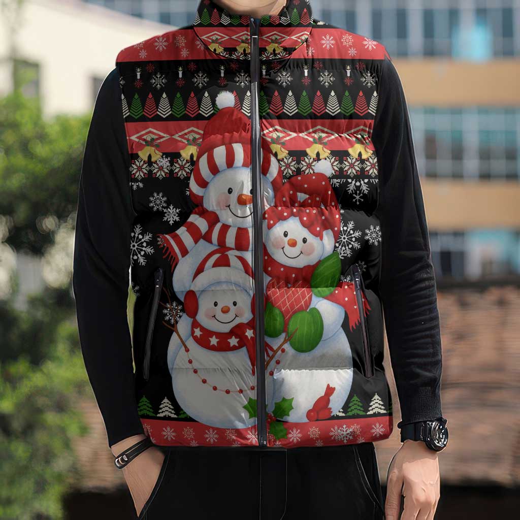 Lovely Snowman Christmas Sleeveless Puffer Jacket Xmas Holiday Patterns - Wonder Print Shop