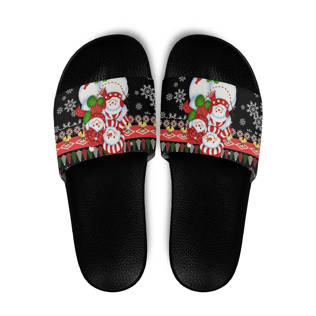 Lovely Snowman Christmas Slide Sandals Xmas Holiday Patterns - Wonder Print Shop