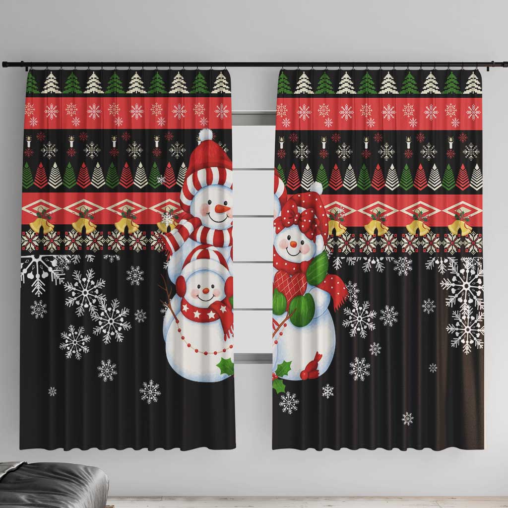 Lovely Snowman Christmas Window Curtain Xmas Holiday Patterns - Wonder Print Shop