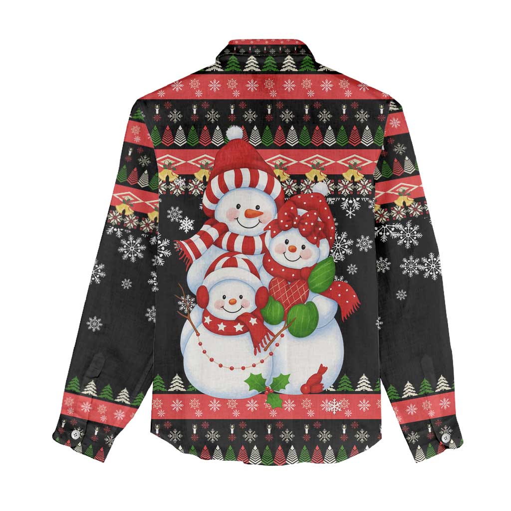 Lovely Snowman Christmas Women Casual Shirt Xmas Holiday Patterns - Wonder Print Shop