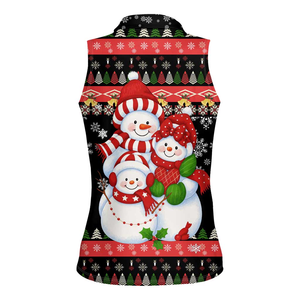 Lovely Snowman Christmas Women Sleeveless Polo Shirt Xmas Holiday Patterns - Wonder Print Shop