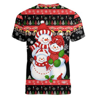 Lovely Snowman Christmas Women V-Neck T-Shirt Xmas Holiday Patterns - Wonder Print Shop