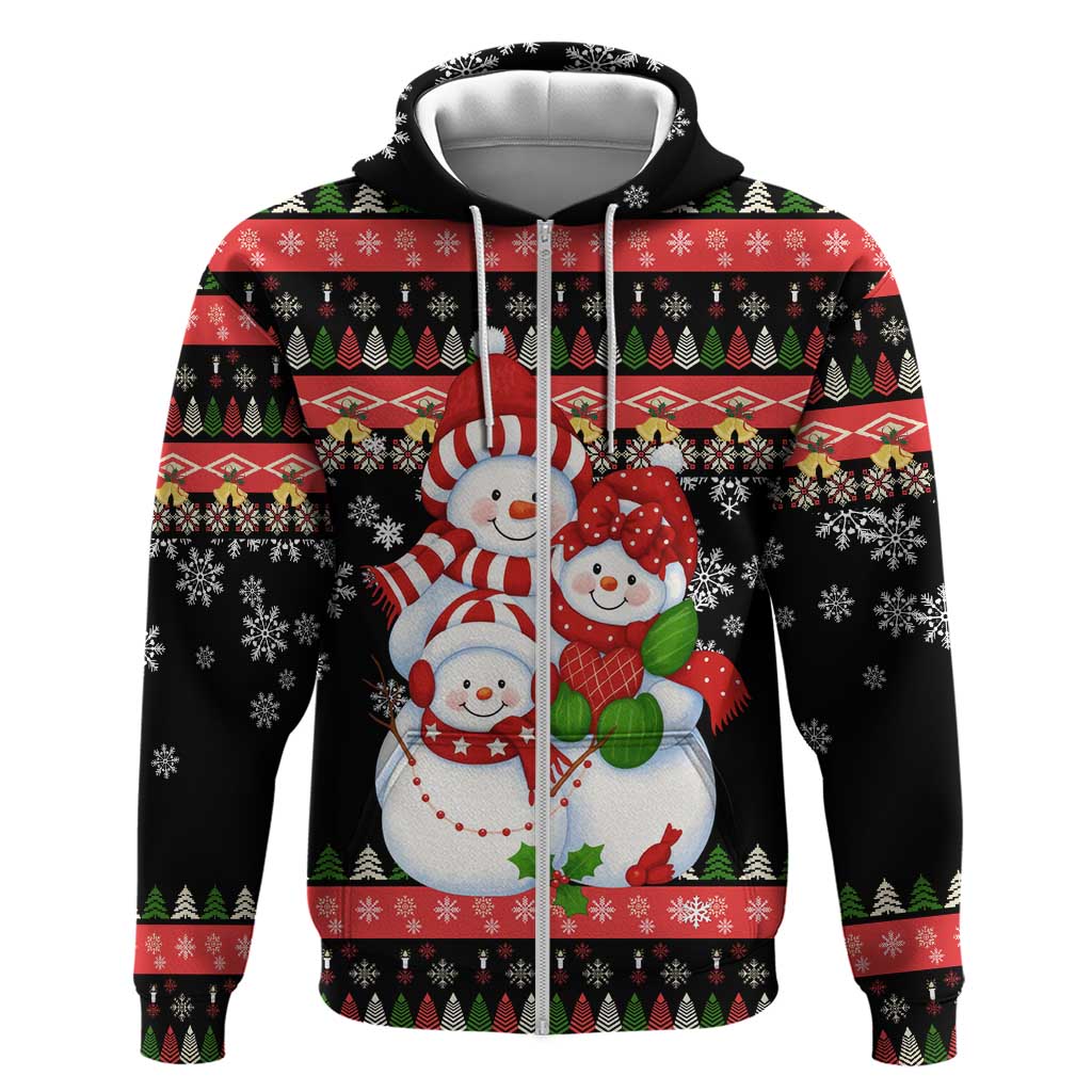 Lovely Snowman Christmas Zip Hoodie Xmas Holiday Patterns - Wonder Print Shop
