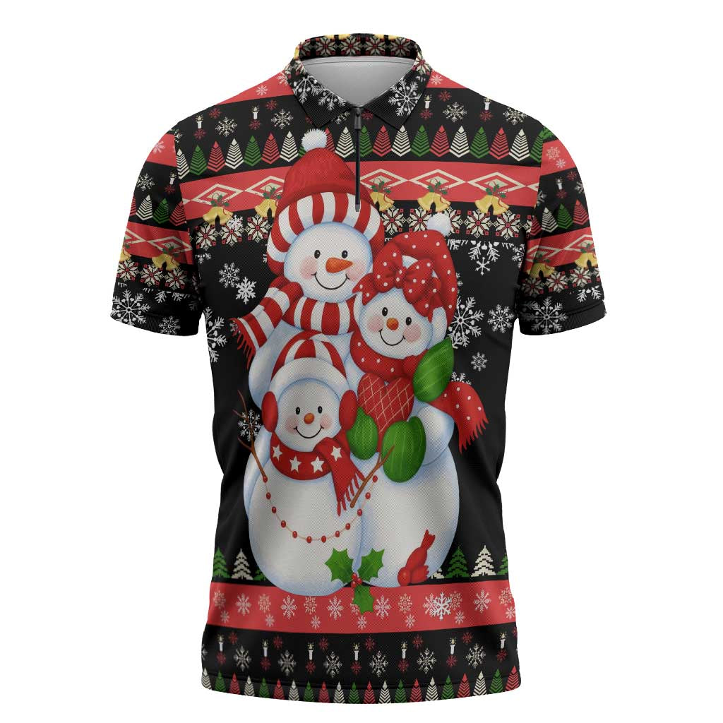 Lovely Snowman Christmas Zipper Polo Shirt Xmas Holiday Patterns - Wonder Print Shop
