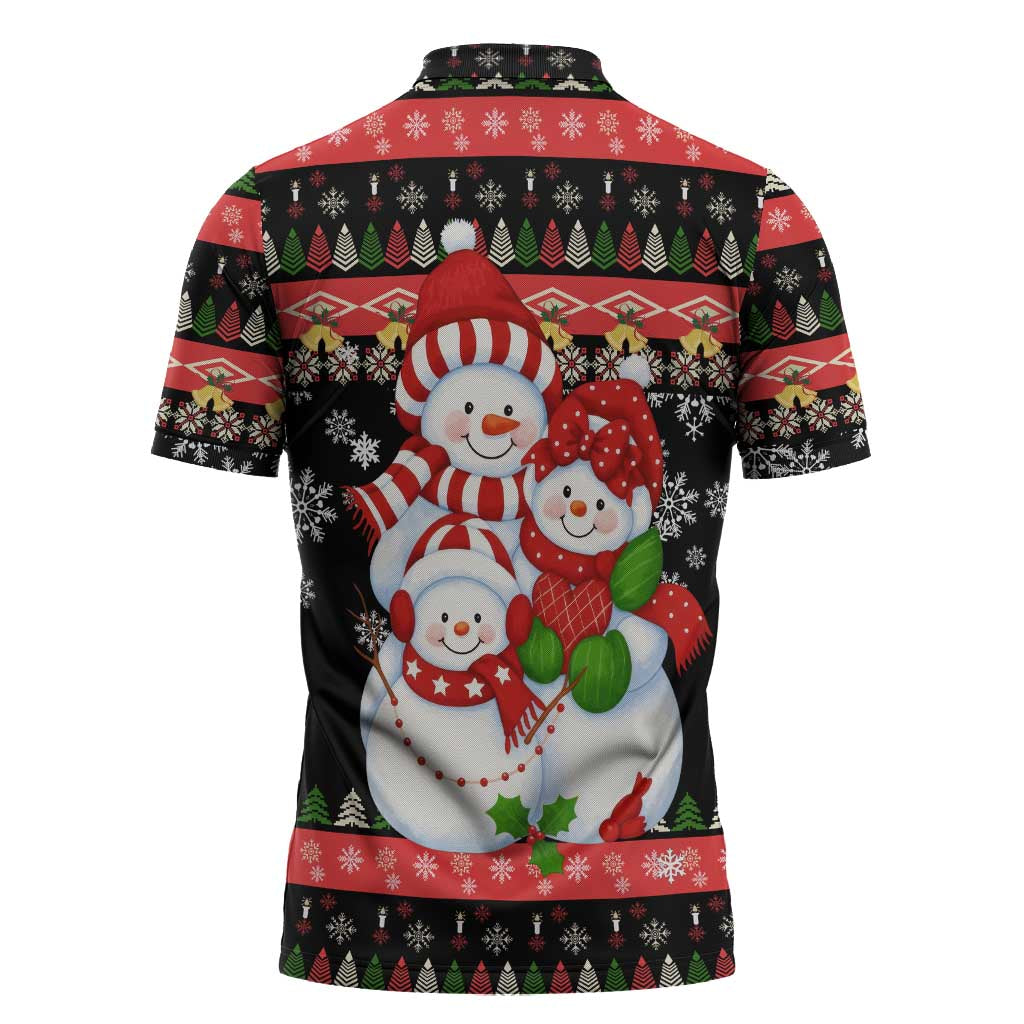 Lovely Snowman Christmas Zipper Polo Shirt Xmas Holiday Patterns - Wonder Print Shop