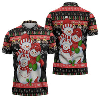 Lovely Snowman Christmas Zipper Polo Shirt Xmas Holiday Patterns - Wonder Print Shop