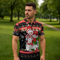 Lovely Snowman Christmas Zipper Polo Shirt Xmas Holiday Patterns - Wonder Print Shop