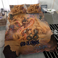 Seth Serpent Bedding Set Sandstorm Egyptian Chaos God in Ancient Desert Tones