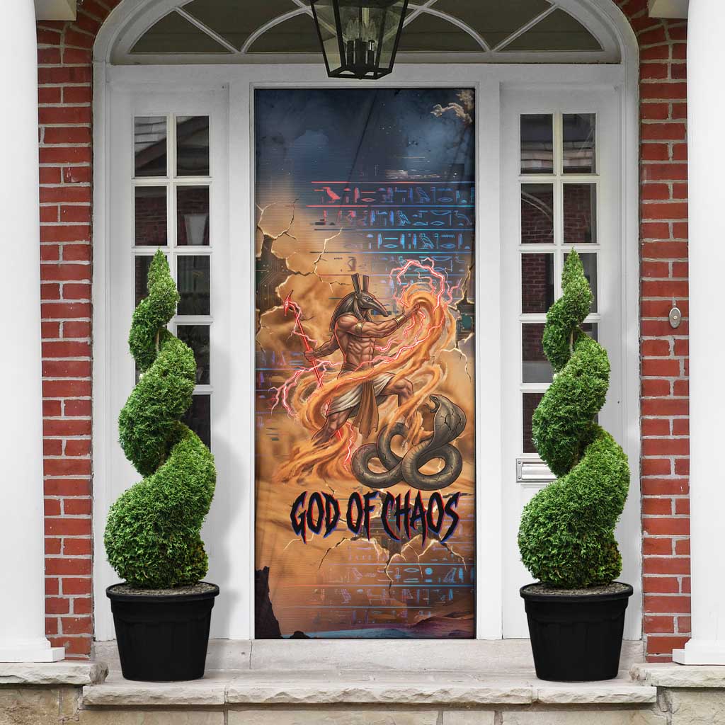 Seth Serpent Door Cover Sandstorm Egyptian Chaos God in Ancient Desert Tones