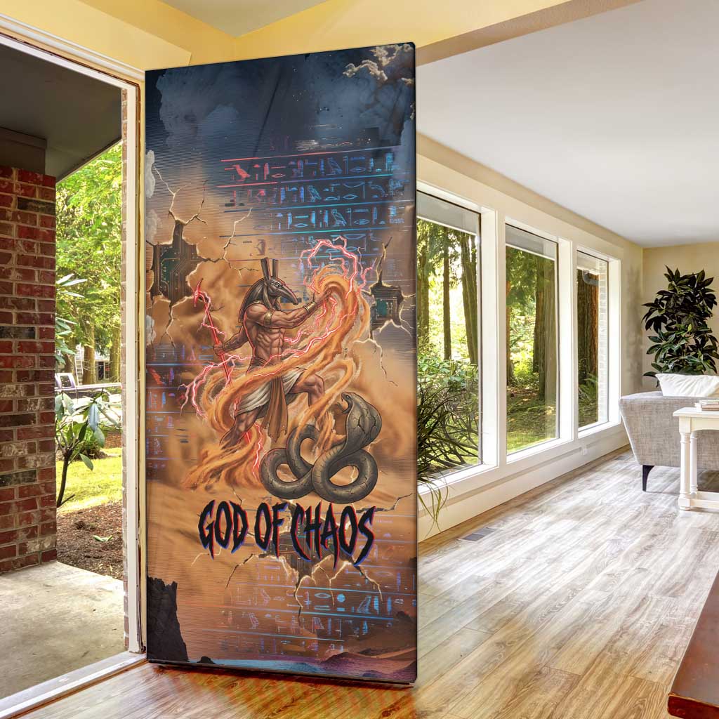 Seth Serpent Door Cover Sandstorm Egyptian Chaos God in Ancient Desert Tones