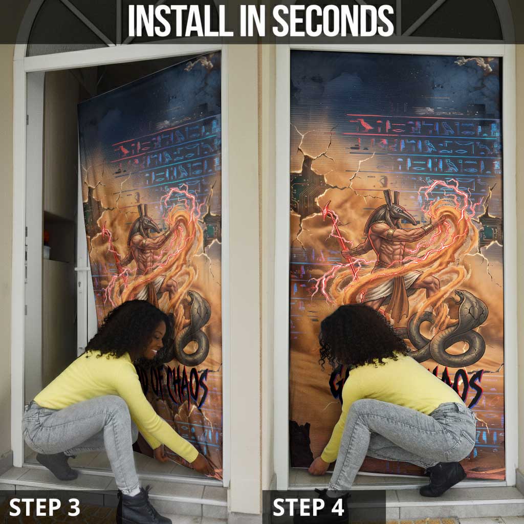 Seth Serpent Door Cover Sandstorm Egyptian Chaos God in Ancient Desert Tones