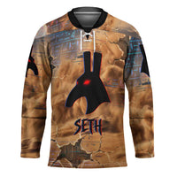 Seth Serpent Hockey Jersey Sandstorm Egyptian Chaos God in Ancient Desert Tones