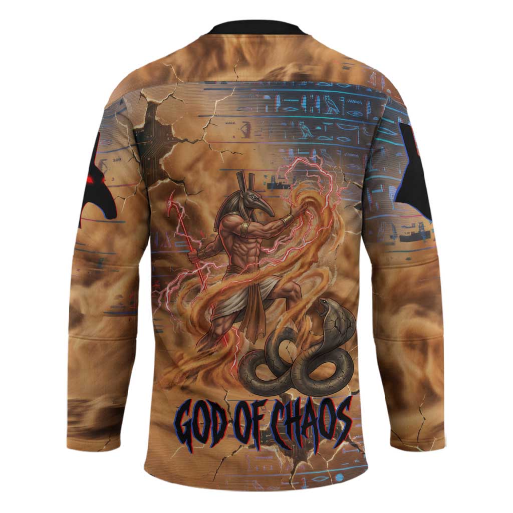 Seth Serpent Hockey Jersey Sandstorm Egyptian Chaos God in Ancient Desert Tones