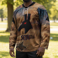 Seth Serpent Hockey Jersey Sandstorm Egyptian Chaos God in Ancient Desert Tones