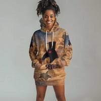 Seth Serpent Hoodie Dress Sandstorm Egyptian Chaos God in Ancient Desert Tones