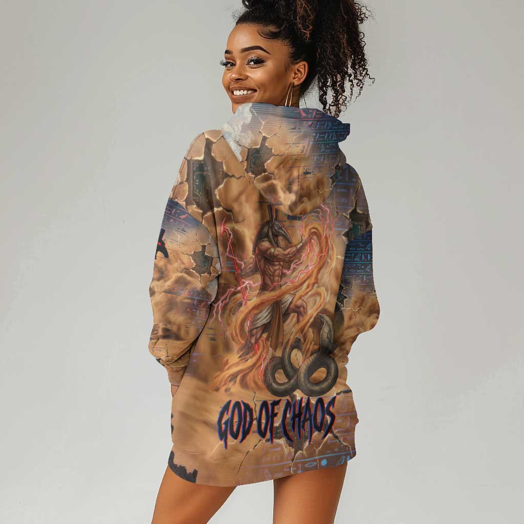 Seth Serpent Hoodie Dress Sandstorm Egyptian Chaos God in Ancient Desert Tones