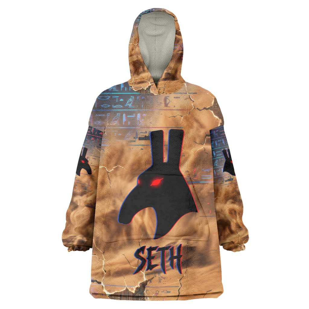 Seth Serpent Kid Wearable Blanket Hoodie Sandstorm Egyptian Chaos God in Ancient Desert Tones