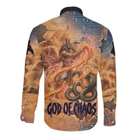 Seth Serpent Long Sleeve Button Shirt Sandstorm Egyptian Chaos God in Ancient Desert Tones
