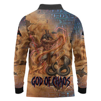 Seth Serpent Long Sleeve Polo Shirt Sandstorm Egyptian Chaos God in Ancient Desert Tones
