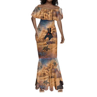 Seth Serpent Mermaid Dress Sandstorm Egyptian Chaos God in Ancient Desert Tones