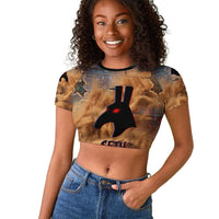 Seth Serpent Raglan Cropped T shirt Sandstorm Egyptian Chaos God in Ancient Desert Tones
