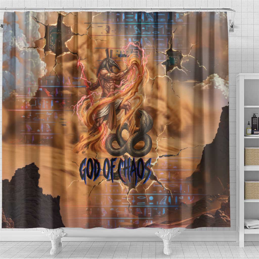 Seth Serpent Shower Curtain Sandstorm Egyptian Chaos God in Ancient Desert Tones