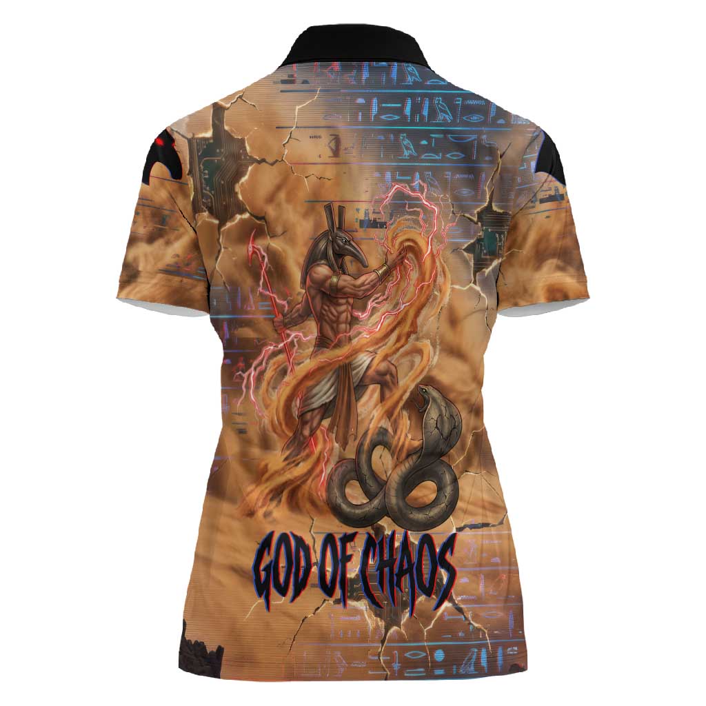 Seth Serpent Women Polo Shirt Sandstorm Egyptian Chaos God in Ancient Desert Tones