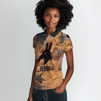 Seth Serpent Women Polo Shirt Sandstorm Egyptian Chaos God in Ancient Desert Tones