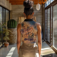 Seth Serpent Women Sleeveless Polo Shirt Sandstorm Egyptian Chaos God in Ancient Desert Tones