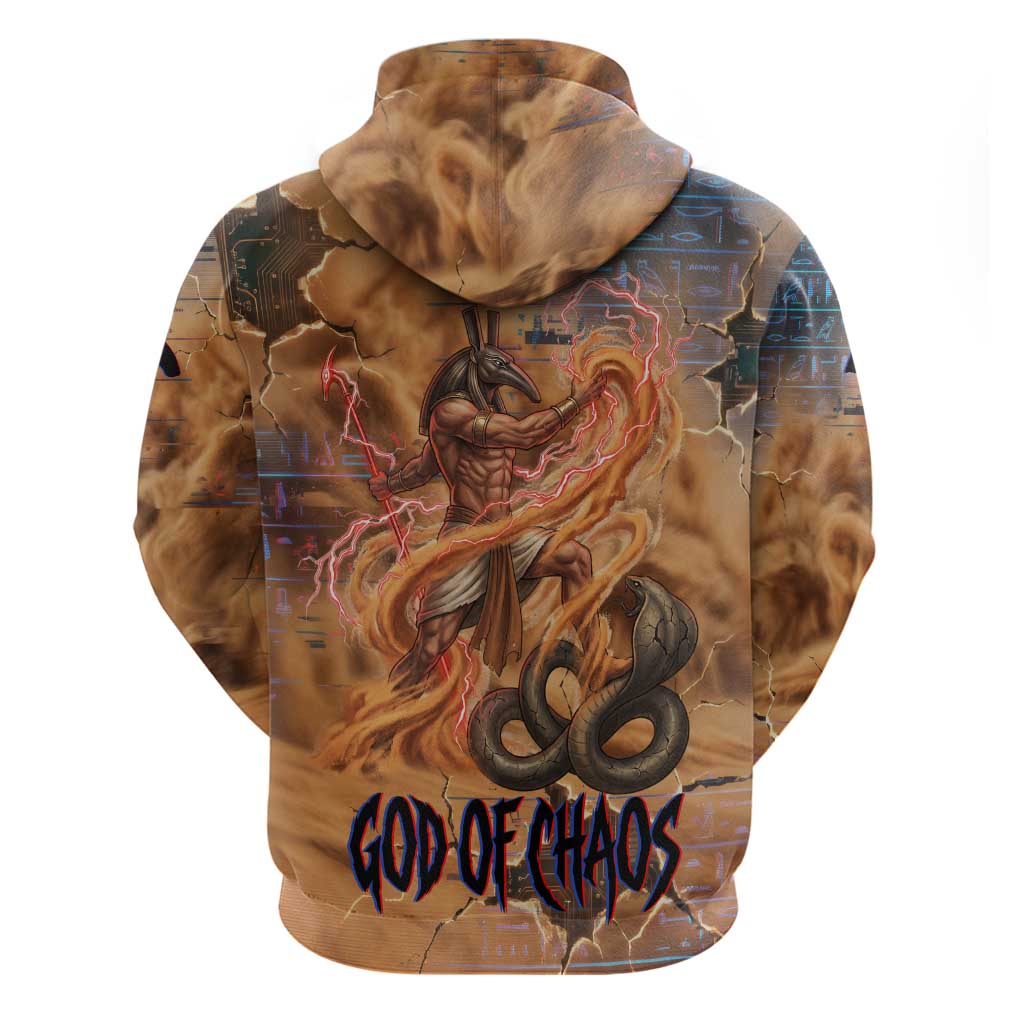 Seth Serpent Zip Hoodie Sandstorm Egyptian Chaos God in Ancient Desert Tones