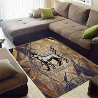 Suty Area Rug with Typhonic Beast Staff Ancient Egypt Symbolism