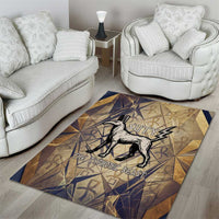 Suty Area Rug with Typhonic Beast Staff Ancient Egypt Symbolism