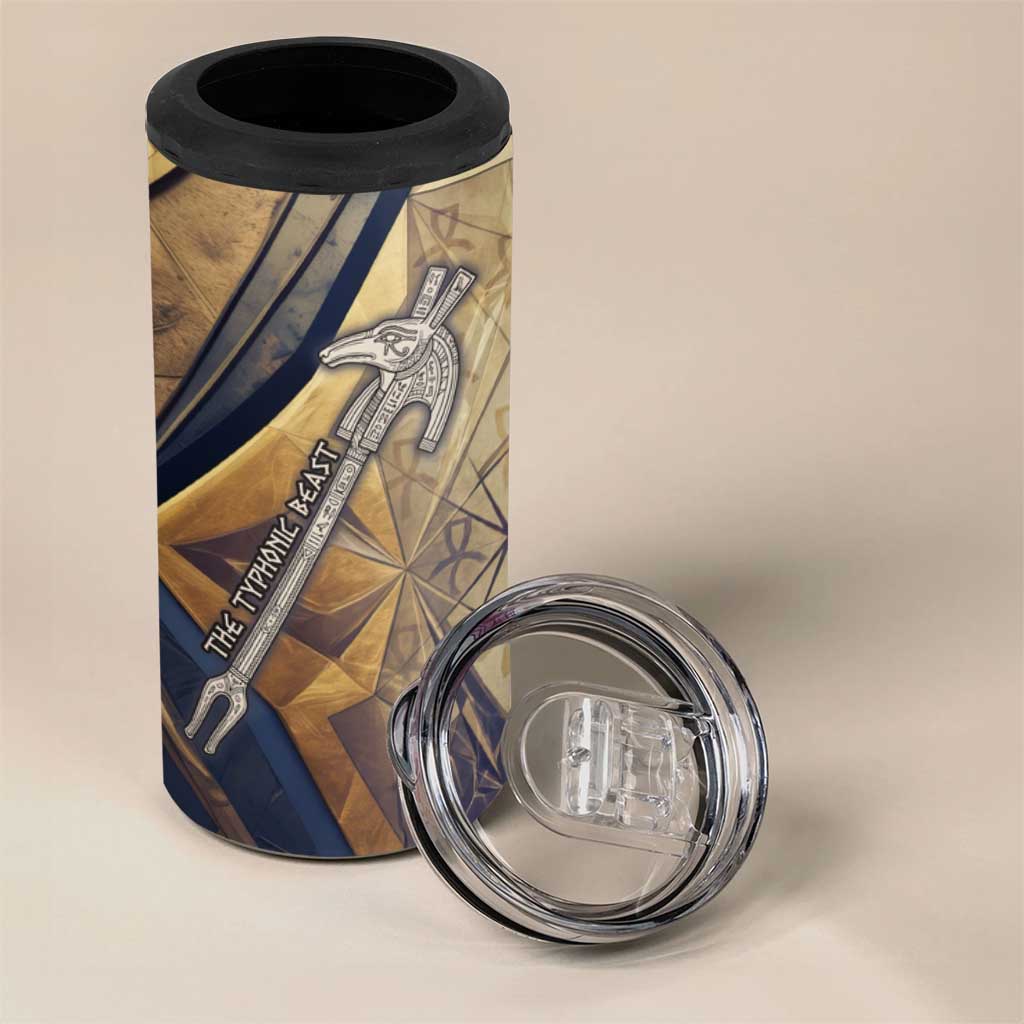 Suty 4 in 1 Can Cooler Tumbler with Typhonic Beast Staff Ancient Egypt Symbolism