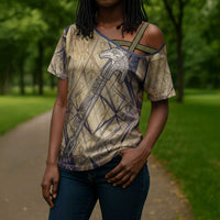 Suty Cross Shoulder Shirt with Typhonic Beast Staff Ancient Egypt Symbolism