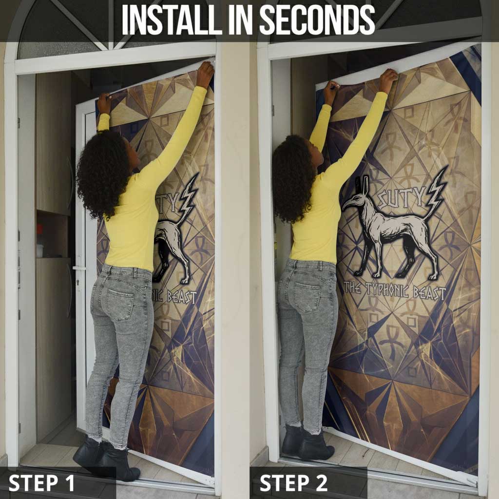 Suty Door Cover with Typhonic Beast Staff Ancient Egypt Symbolism