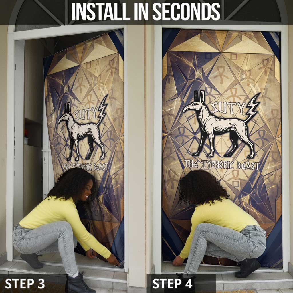Suty Door Cover with Typhonic Beast Staff Ancient Egypt Symbolism