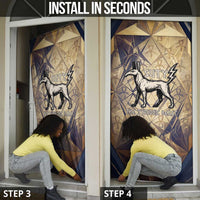 Suty Door Cover with Typhonic Beast Staff Ancient Egypt Symbolism