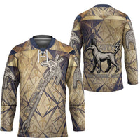 Suty Hockey Jersey with Typhonic Beast Staff Ancient Egypt Symbolism