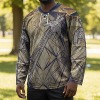 Suty Hockey Jersey with Typhonic Beast Staff Ancient Egypt Symbolism