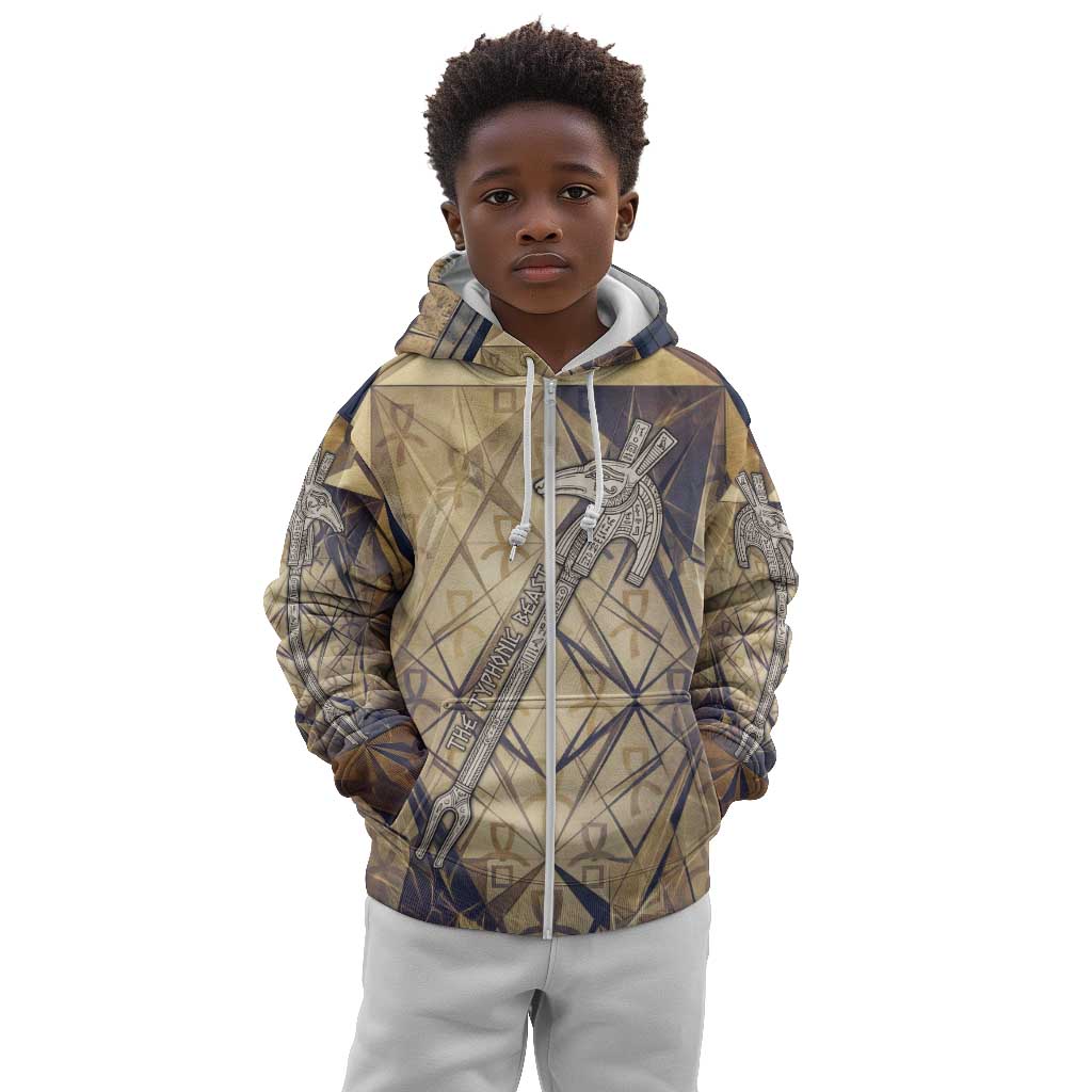 Suty Kid Hoodie with Typhonic Beast Staff Ancient Egypt Symbolism