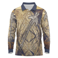 Suty Long Sleeve Polo Shirt with Typhonic Beast Staff Ancient Egypt Symbolism